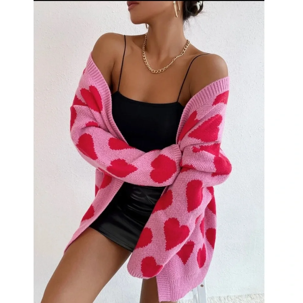 Allover Heart Pattern Knit Cardigan 💖 - Picture 5 of 5